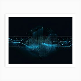 Abstract Digital Painting Featuring A Glowing Geometric Pattern Composed Of Dots And Lines On A Dark (3) Art Print