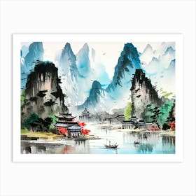 Chinese Landscape Painting 4 Art Print