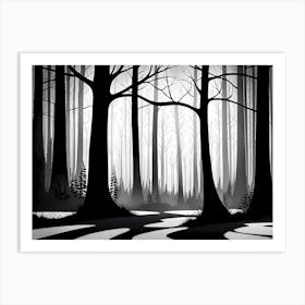 Black And White Forest, black and white monochromatic art 2 Art Print