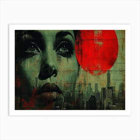 Temporal Resonances: A Conceptual Art Collection. Woman'S Face 4 Art Print