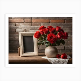 Red Roses In A Vase 3 Art Print