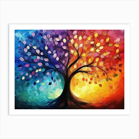 Vibrant Colorful Tree With Hanging Branches Abstract 3d 1 Art Print