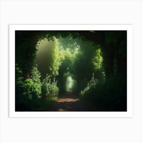 Grapevines Lining The Forest Path With Lush Green Vines Above Art Print