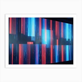 Abstract Image Of A Geometric Design With Vertical, Colorful Lines Of Light, Creating A Futuristic And Dynamic Aesthetic Art Print