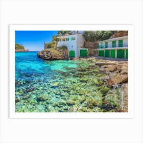 Mallorca, Spain, panoramic view of Cala Santanyi beach bay, Mediterranen Sea Art Print