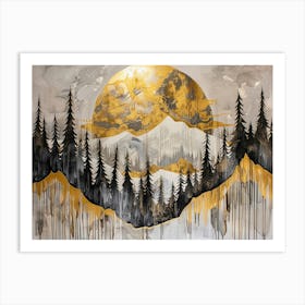 Golden moon in the Mountains Art Print