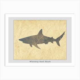 Whitetip Reef Shark Shark Silhouette 3 Poster Art Print