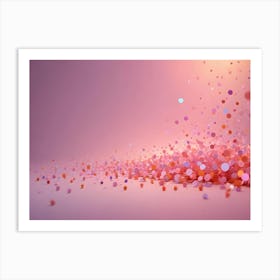 Pink And Orange Confetti Rains Down Onto A Pink Surface, Creating A Festive And Celebratory Atmosphere Art Print