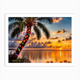 Coastal Christmas Palm Tree Art Print