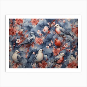 Birds And Flowers art Art Print