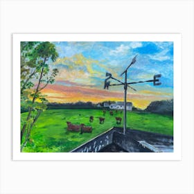 Cows in field, Devon Art Print