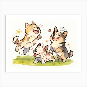 Three Puppy Friends Art Print