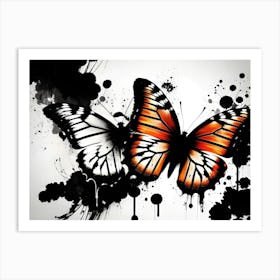 Black And Orange Butterflies Art Print