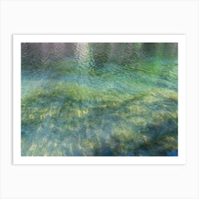 Blue green reflection in the lake, summer dream Art Print