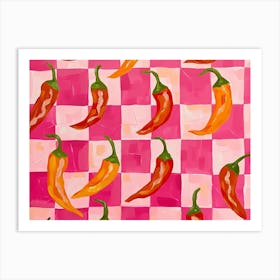 Chillis Pink Checkerboard 1 Art Print
