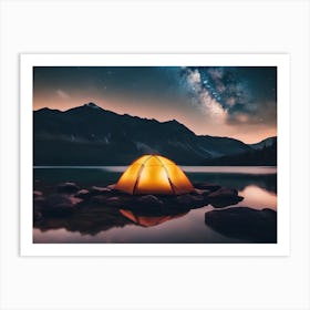 Starry Night with a tent Art Print