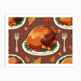 Default A Joyfully Festive Thanksgiving Illustration Featuring 1 (3) Art Print