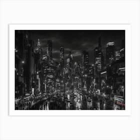 Cityscape At Night Art Print