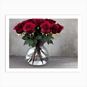 Red Roses In A Vase 3 Art Print