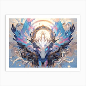 Mythical dragon fortress, aesthetic symmetry  Art Print