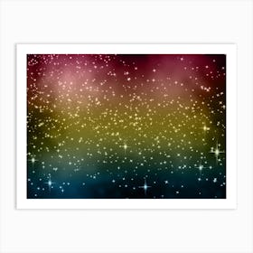 Blue, Yellow, Pink Shining Star Background Art Print