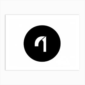 A Contemporary Flat Design Symbol Depicting A Navigation Web With A Precise Black Pointer Turned To (5) Art Print