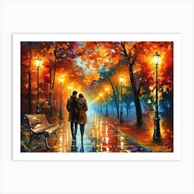 Loving Couple Walking In The Park Pt. 2 Art Print