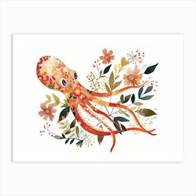 Little Floral Squid 2 Art Print