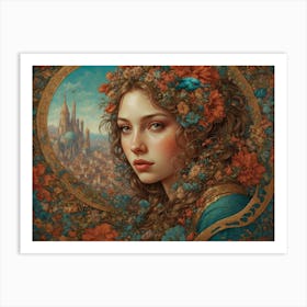 Girl With Flowers 1 Art Print