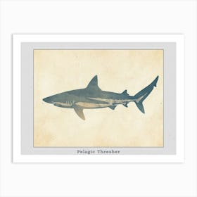 Pelagic Thresher Shark Grey Silhouette 4 Poster Art Print