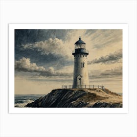 Lighthouse Hamptons style Art Print