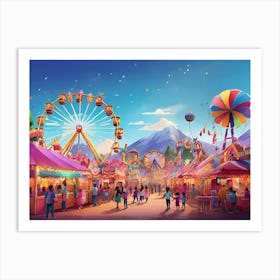 Fairground paintings art print Art Print