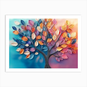 Colorful Tree With Multicolor Leaves 5 Art Print