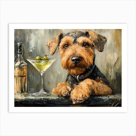 Airedale Welshie At The Bar 7 Art Print