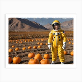 Smiling Astronaut Child In A Pumpkin Patch 3 Art Print