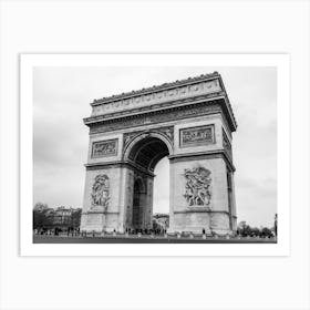 Black And White Arc De Triomphe Paris Art Print