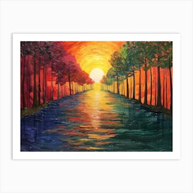 Sunset In The Woods 2 Art Print