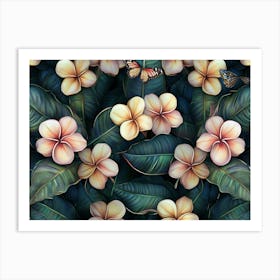 Tropical Leaves And Flowers 1 Art Print