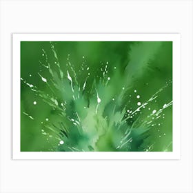 Abstract Watercolor Green Splashes Art Print