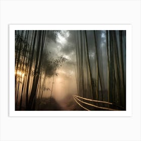 Bamboo Forest At Sunrise Paintings Art Print Art Print