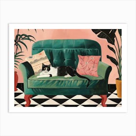 Cat On The Couch 2 Art Print