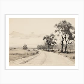 Vintage Landscape Sketch Art Print