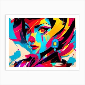 Girl With Colorful Hair 1 Art Print