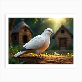 Pigeon In Front Of House Art Print