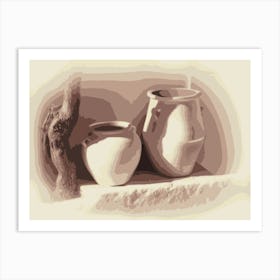 abstract Two Pots Art Print