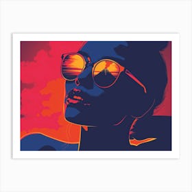 Sunset Girl In Sunglasses Art Print