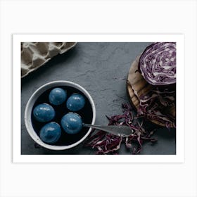 Blue Cabbage And Eggs 5 Art Print