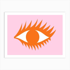 Orange Eye on Pink Art Print