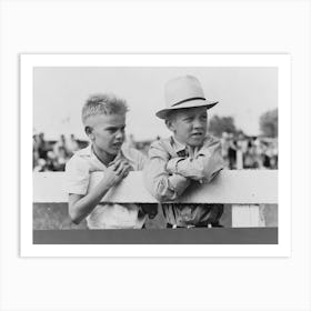 Two Boys Leaning On Fence Watching Parade, State Fair, Donaldsonville, Louisiana By Russell Lee Art Print