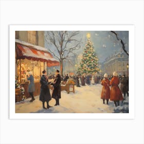 Festive Christmas In Paris Art Print